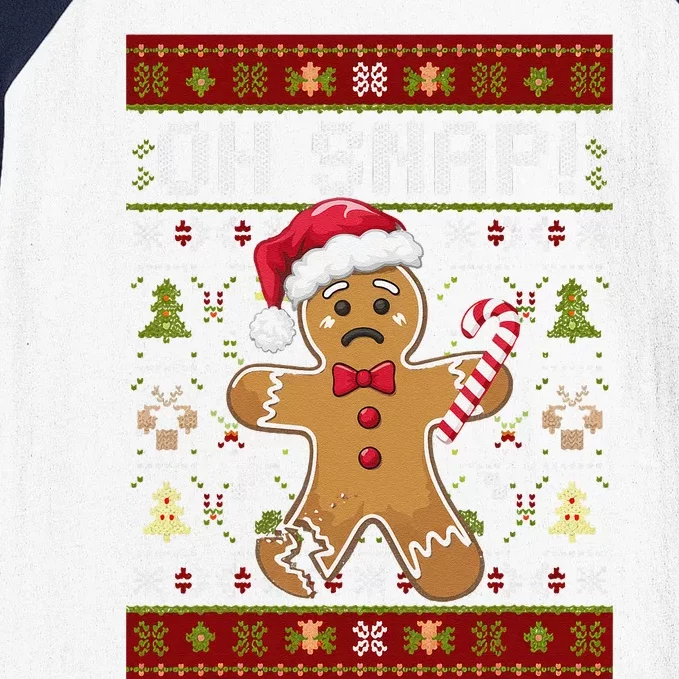 Funny Gingerbread Man Ugly Christmas Oh Snap Baseball Sleeve Shirt