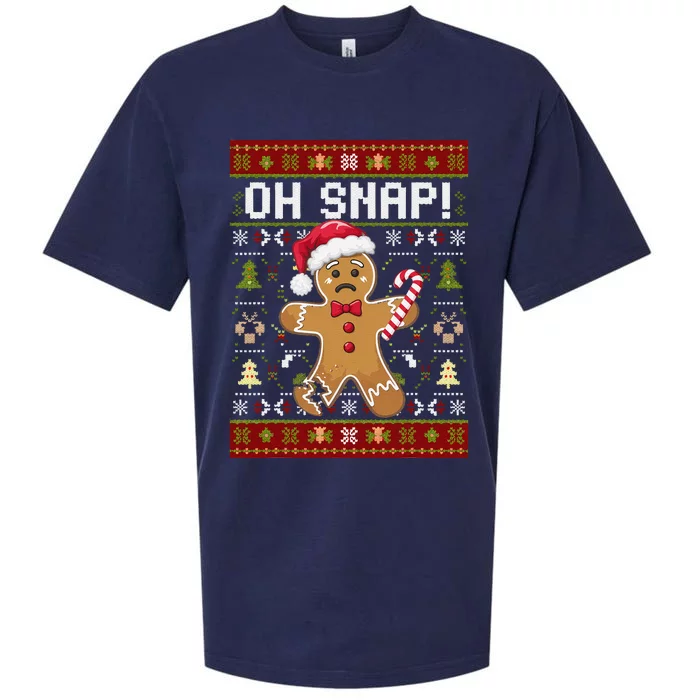 Funny Gingerbread Man Ugly Christmas Oh Snap Sueded Cloud Jersey T-Shirt