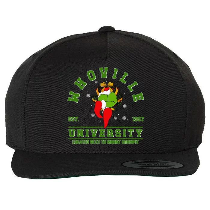 Funny Green Mean Guy Merry Christmas Xmas Vibes Green Hand Wool Snapback Cap