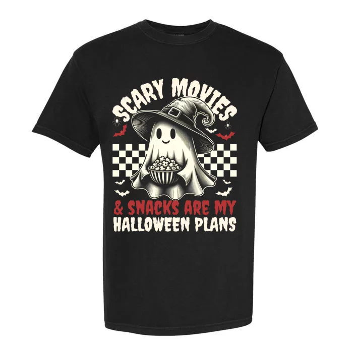 Funnycute Ghost Movies & Snacks Lovers Halloween Costume Spooky Garment-Dyed Heavyweight T-Shirt