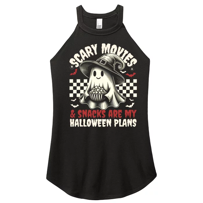 Funnycute Ghost Movies & Snacks Lovers Halloween Costume Spooky Women’s Perfect Tri Rocker Tank