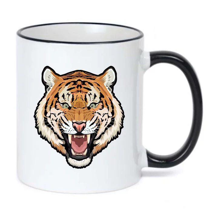 Funny Growling Mouth Open Bengal Tiger Black Color Changing Mug