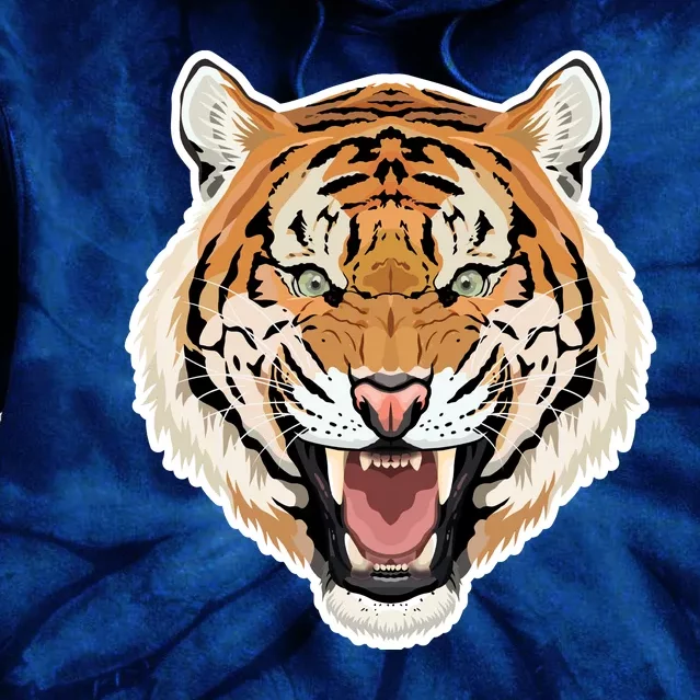 Funny Growling Mouth Open Bengal Tiger Tie Dye Hoodie