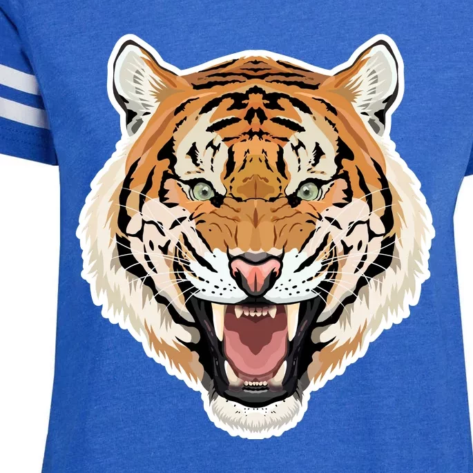 Funny Growling Mouth Open Bengal Tiger Enza Ladies Jersey Football T-Shirt