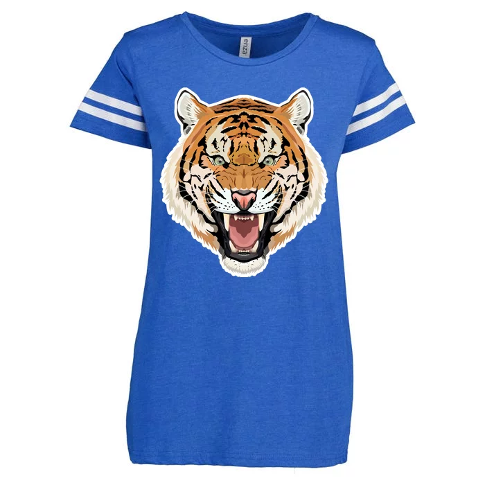 Funny Growling Mouth Open Bengal Tiger Enza Ladies Jersey Football T-Shirt