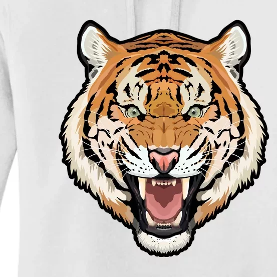 Funny Growling Mouth Open Bengal Tiger Women's Pullover Hoodie