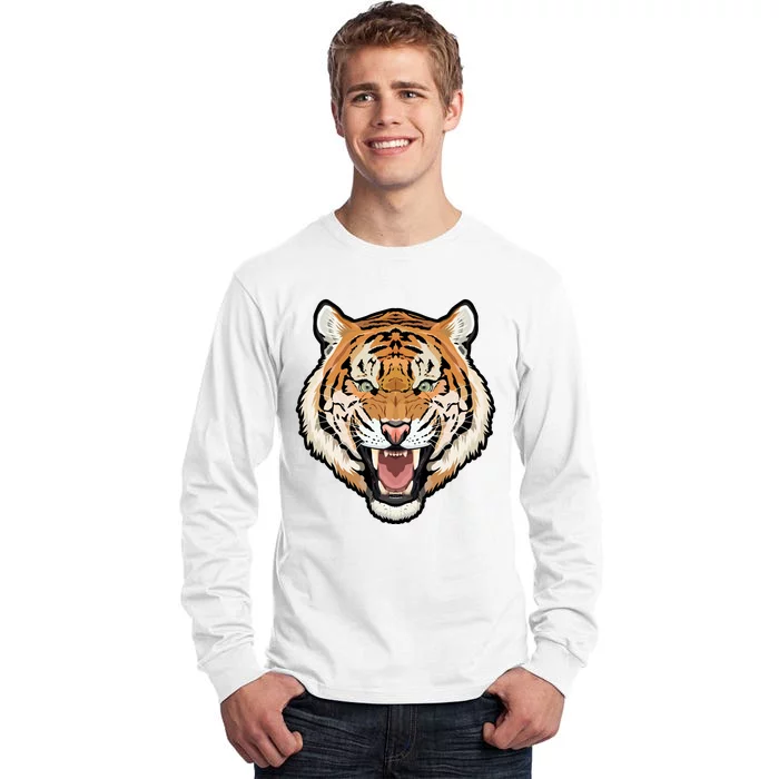 Funny Growling Mouth Open Bengal Tiger Tall Long Sleeve T-Shirt