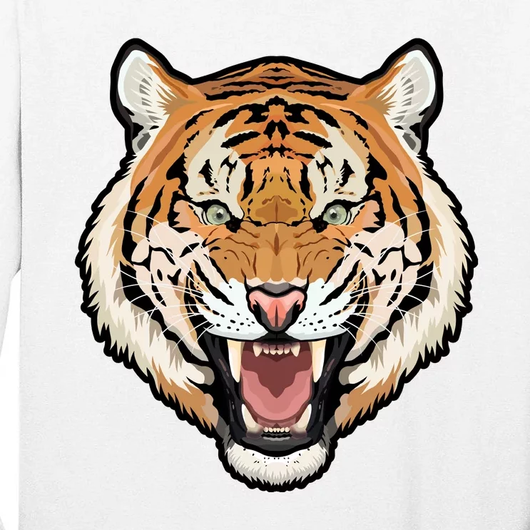 Funny Growling Mouth Open Bengal Tiger Tall Long Sleeve T-Shirt