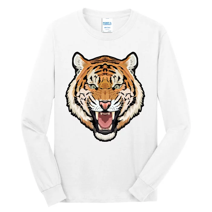 Funny Growling Mouth Open Bengal Tiger Tall Long Sleeve T-Shirt