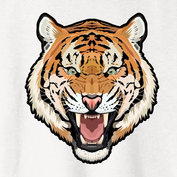 Funny Growling Mouth Open Bengal Tiger Women's Crop Top Tee