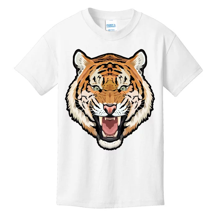 Funny Growling Mouth Open Bengal Tiger Kids T-Shirt