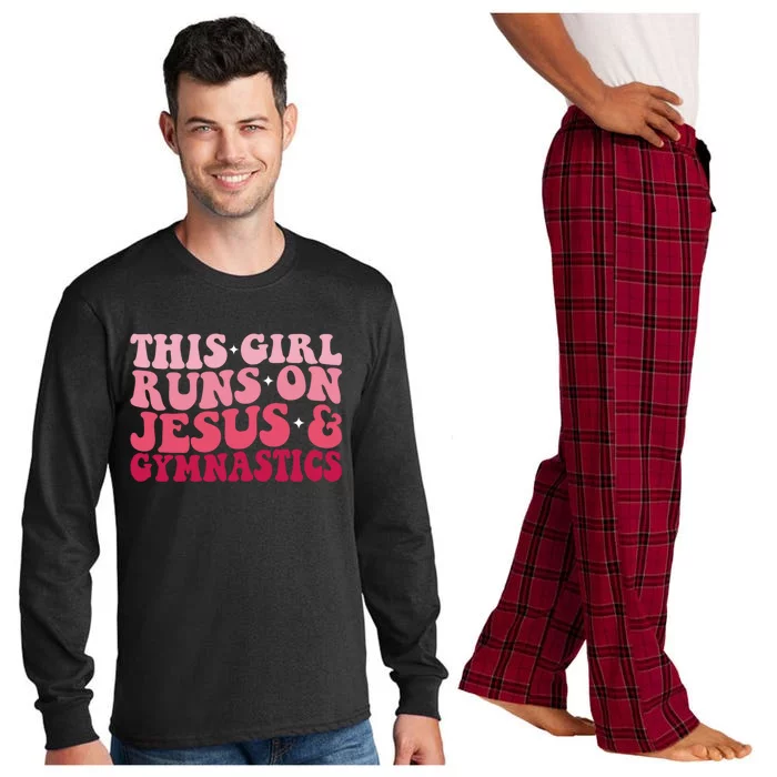 Funny Gymnastic Mom This Runs On Jesus And Gymnastics Gift Long Sleeve Pajama Set