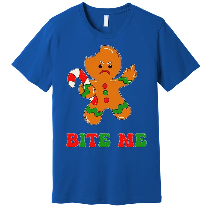 Funny Gingerbread Man Bite Me Christmas Cookie Costume Cute Premium T-Shirt