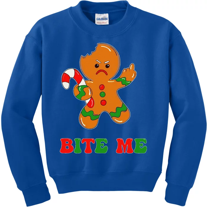 Funny Gingerbread Man Bite Me Christmas Cookie Costume Cute Kids Sweatshirt