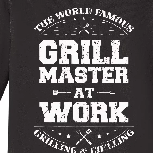 Funny Grill Master BBQ Chef Smoked Meat Lover Gift Barbecue Baby Long Sleeve Bodysuit