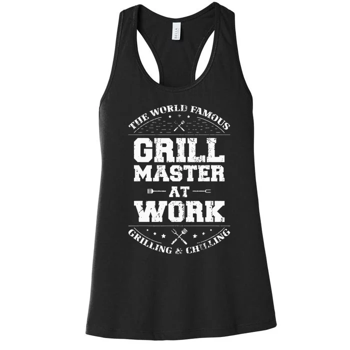 Funny Grill Master BBQ Chef Smoked Meat Lover Gift Barbecue Women's Racerback Tank