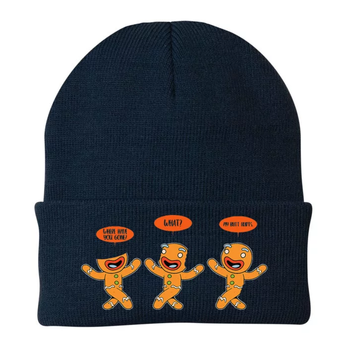 Funny Gingerbread Man My Butt Hurts Christmas Sarcastic Knit Cap Winter Beanie