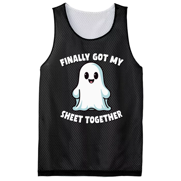 Finally Got My Sheet Together Boo Ghost Halloween Mesh Reversible Basketball Jersey Tank