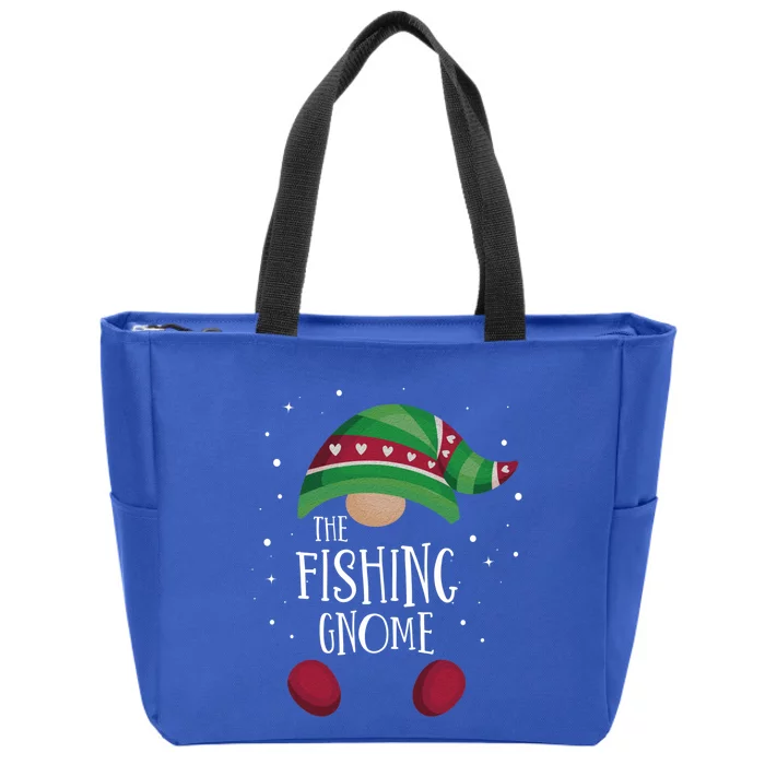 Fishing Gnome Matching Christmas Pjs Family Pajamas Fishing Gift Zip Tote Bag