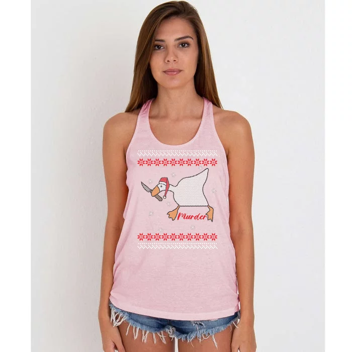 Funny Goose Murder For Xmas Women's Knotted Racerback Tank