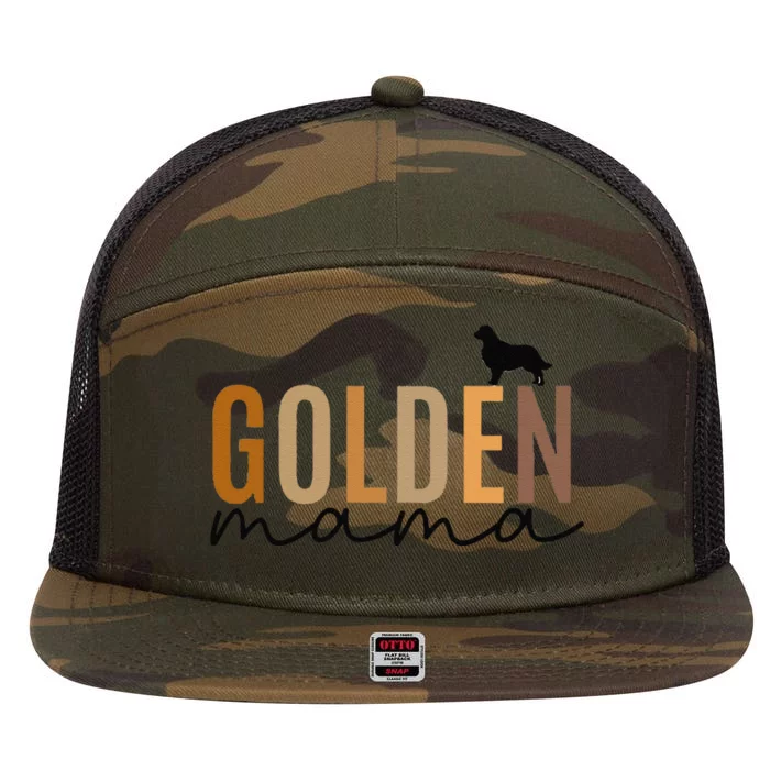 Funny Golden Mama Golden Retriever Dog Lover Gift Golden Mom Dog Owner 7 Panel Mesh Trucker Snapback Hat