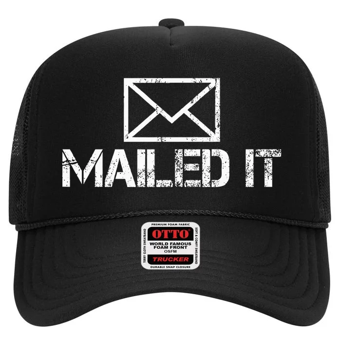 Funny Guys Mailman Mailed It Post Office Mail Carrier High Crown Mesh Trucker Hat