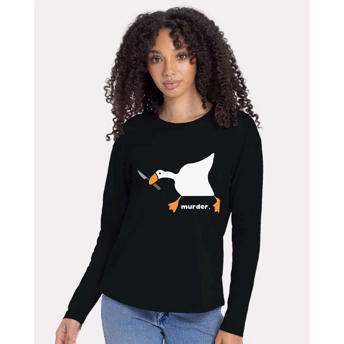 Funny Goose Murder Womens Cotton Relaxed Long Sleeve T-Shirt