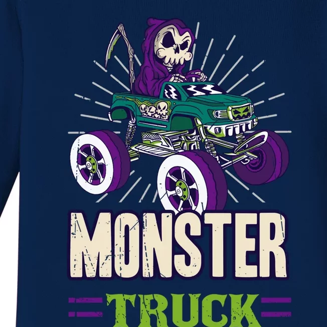 Funny Gangster Monster Truck For Cool Gift Baby Long Sleeve Bodysuit