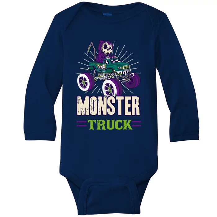 Funny Gangster Monster Truck For Cool Gift Baby Long Sleeve Bodysuit