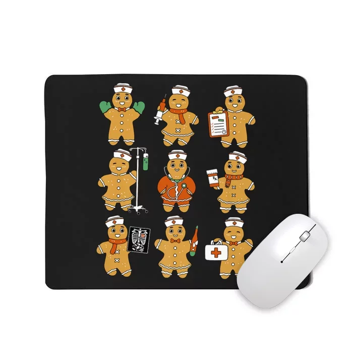 Funny Gingerbread Nurse Christmas Xmas Holiday Pajamas Retro Mousepad