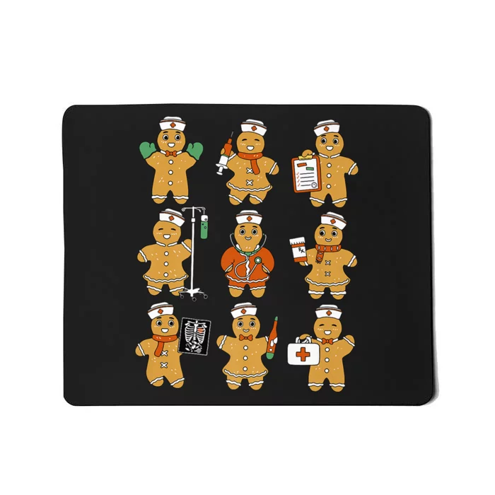 Funny Gingerbread Nurse Christmas Xmas Holiday Pajamas Retro Mousepad