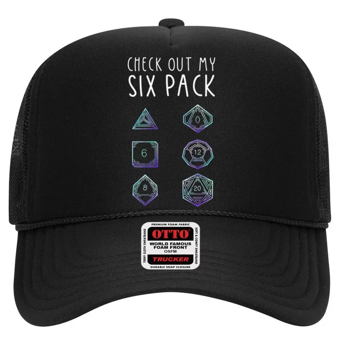 Funny Gamer Nerdy Gamer Tee Check Out Six Pack High Crown Mesh Trucker Hat