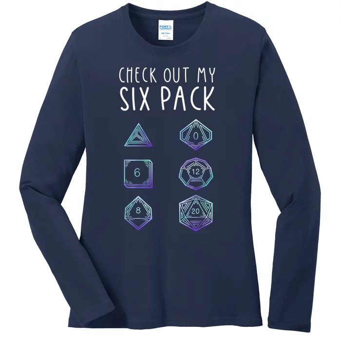 Funny Gamer Nerdy Gamer Check Out Six Pack Ladies Long Sleeve Shirt