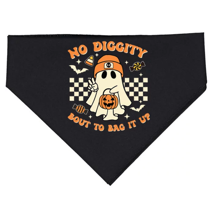 Funny Ghost No Diggity Bout To Bag It Up Spooky Halloween USA-Made Doggie Bandana