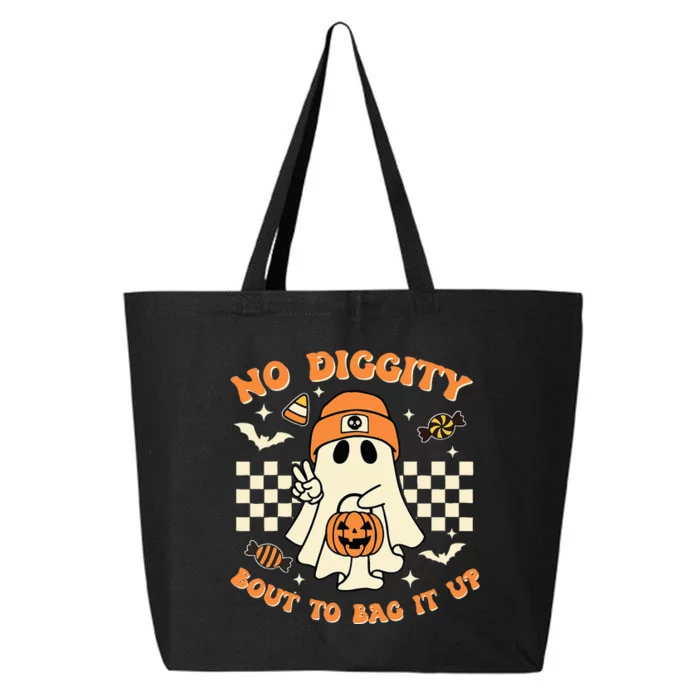 Funny Ghost No Diggity Bout To Bag It Up Spooky Halloween 25L Jumbo Tote