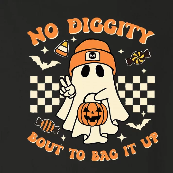 Funny Ghost No Diggity Bout To Bag It Up Spooky Halloween Toddler Long Sleeve Shirt