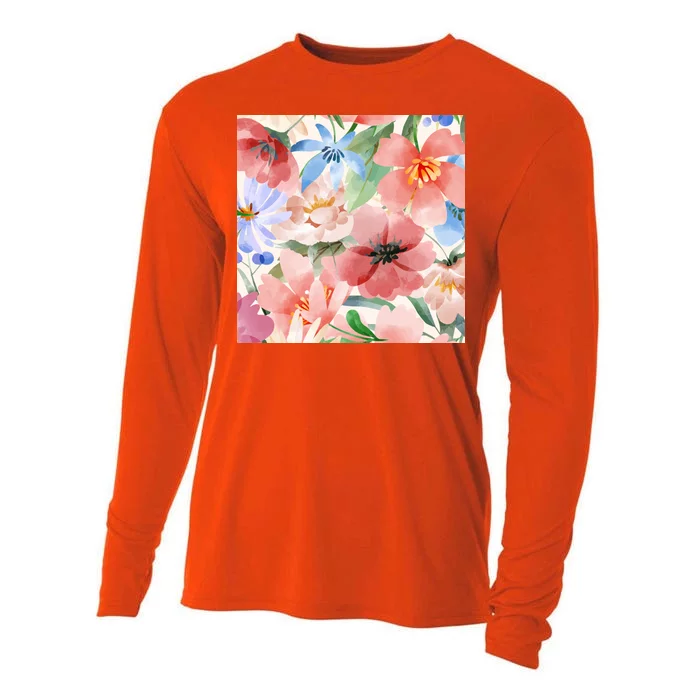 Flower Garden Nature Pattern Cooling Performance Long Sleeve Crew