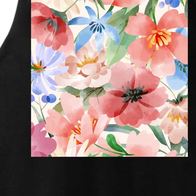 Flower Garden Nature Pattern Ladies Tri-Blend Wicking Tank