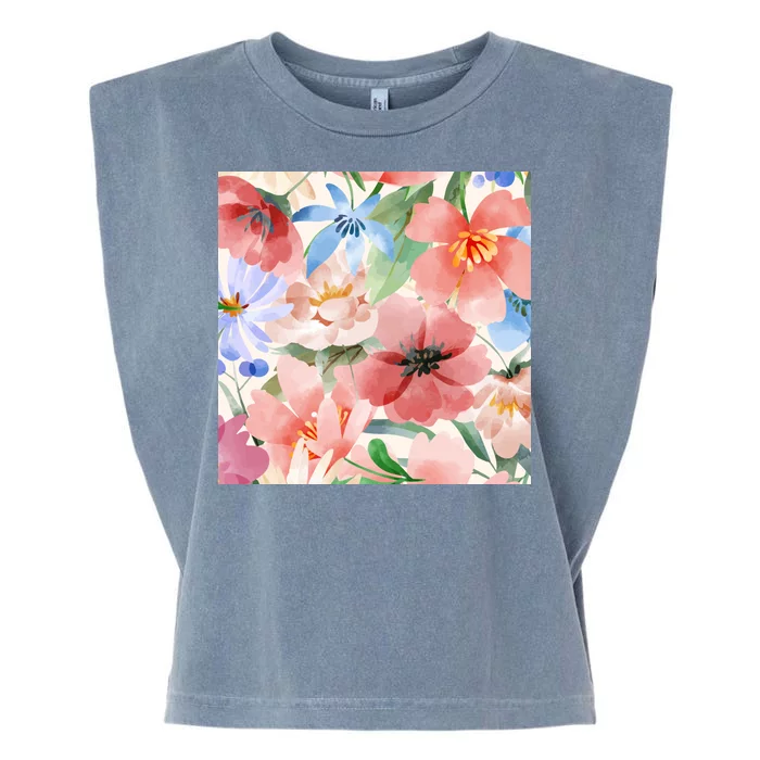 Flower Garden Nature Pattern Garment-Dyed Women's Muscle Tee