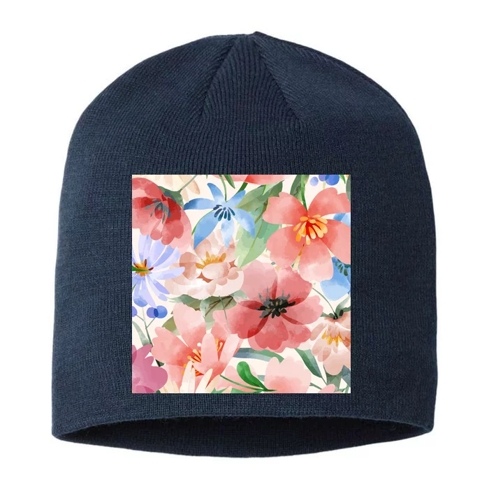 Flower Garden Nature Pattern 8 1/2in Sustainable Knit Beanie