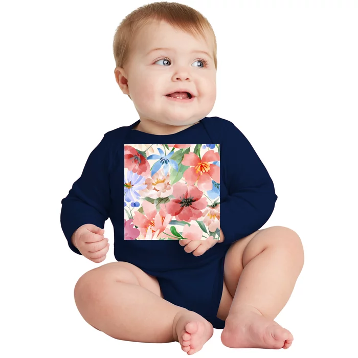 Flower Garden Nature Pattern Baby Long Sleeve Bodysuit