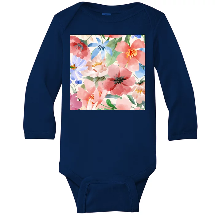 Flower Garden Nature Pattern Baby Long Sleeve Bodysuit