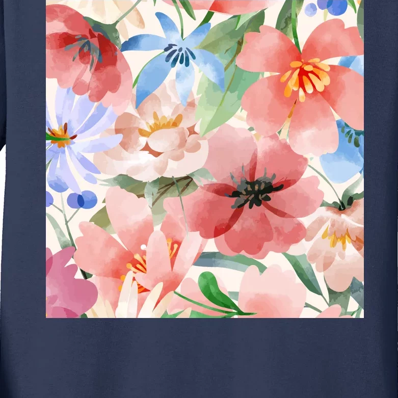 Flower Garden Nature Pattern Kids Long Sleeve Shirt