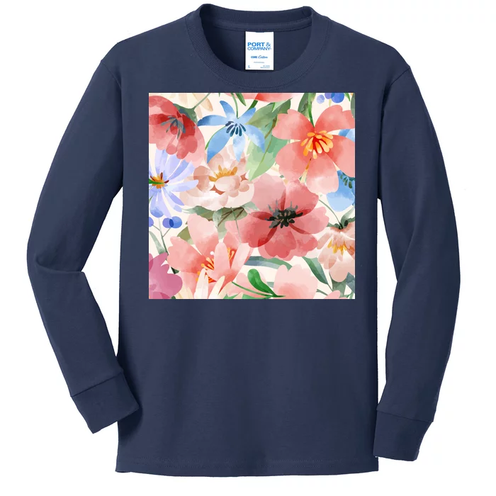 Flower Garden Nature Pattern Kids Long Sleeve Shirt