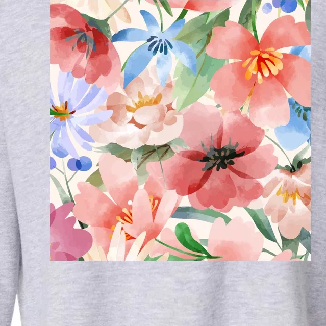 Flower Garden Nature Pattern Cropped Pullover Crew