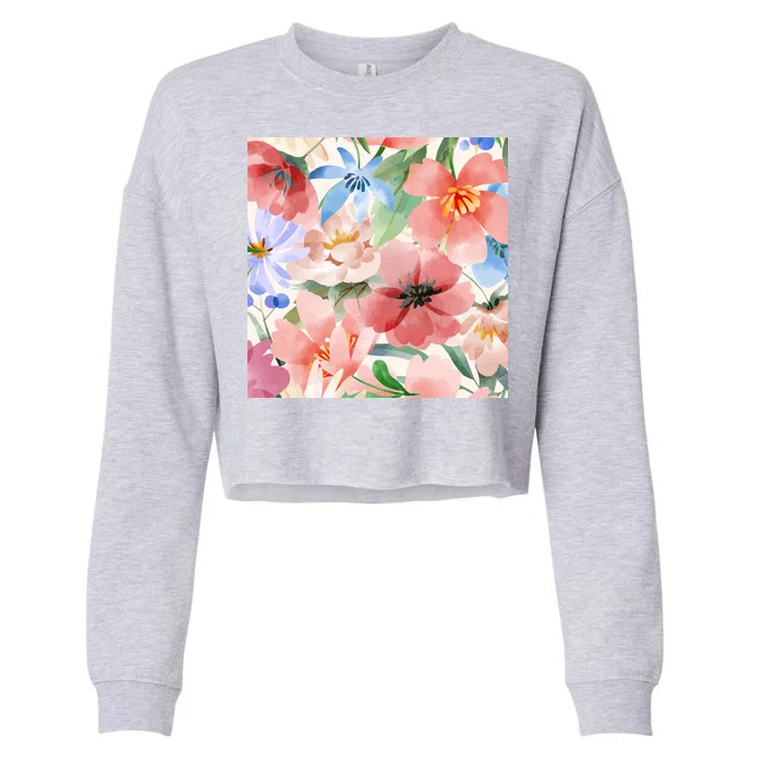 Flower Garden Nature Pattern Cropped Pullover Crew