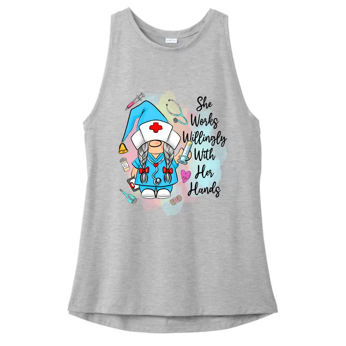 Funny Gnome Nurse Fall Thanksgiving Season Outfit Cool Gift Ladies Tri-Blend Wicking Tank