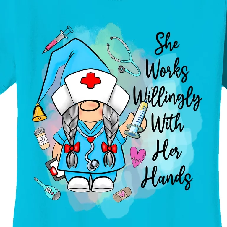 Funny Gnome Nurse Fall Thanksgiving Season Outfit Cool Gift Women's T-Shirt