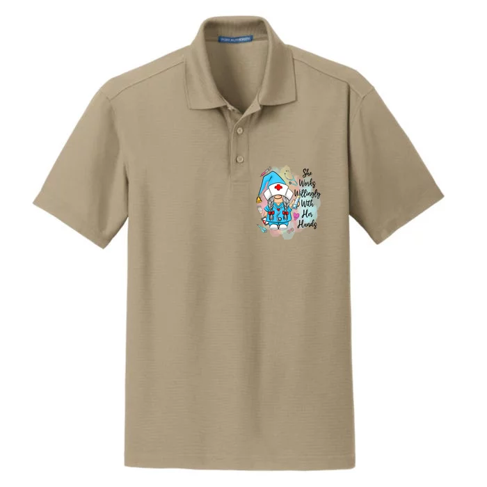 Funny Gnome Nurse Fall Thanksgiving Season Outfit Cool Gift Dry Zone Grid Performance Polo