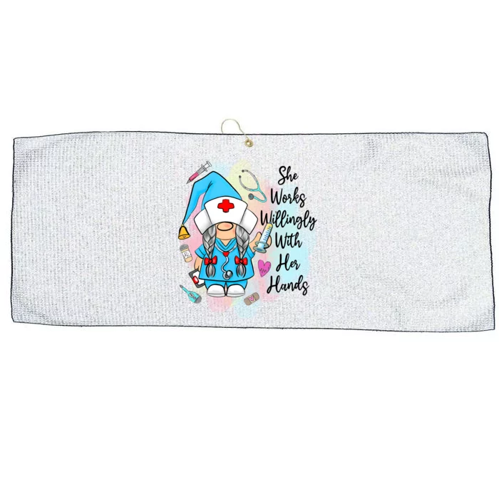 Funny Gnome Nurse Fall Thanksgiving Season Outfit Cool Gift Large Microfiber Waffle Golf Towel